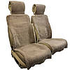 Хутряні накидки універсальні чохли - майки на передні сидіння авто з овчини (Еко-хутро) темно-бежеві, фото 6