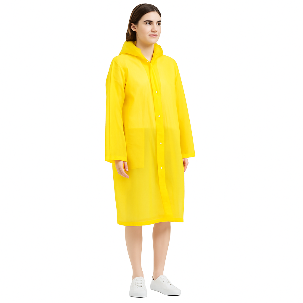 Дощовик з капюшоном EVA Raincoat на кнопках жовтий