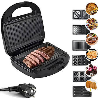 Мультимейкер 6в1 зі змінними формами, від мережі, Opera OP909 / Сендвічниця / Вафельниця електрична