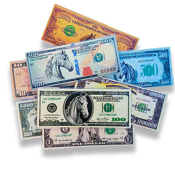 Магніт купюра долар на холодильник із символом 2026 року Коня
