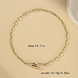 Підвіска золотиста змія з цирконієм кулон у вигляді змії з кристалами, фото 2