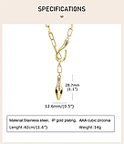 Підвіска золотиста змія з цирконієм кулон у вигляді змії з кристалами, фото 3