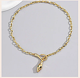 Підвіска золотиста змія з цирконієм кулон у вигляді змії з кристалами, фото 4