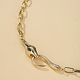 Підвіска золотиста змія з цирконієм кулон у вигляді змії з кристалами, фото 5