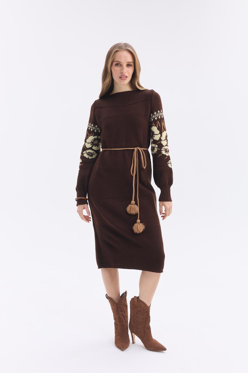 В'язана жіноча сукня "Любава" (шоколад, масло, карамель)