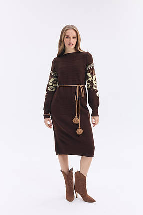 В'язана жіноча сукня "Любава" (шоколад, масло, карамель), фото 1