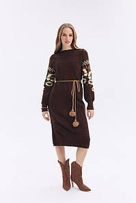 В'язана жіноча сукня "Любава" (шоколад, масло, карамель)