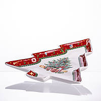 Блюдо сервірувальне новорічне для закусок Christmas 29×24×2 (см) блюдо ялинка з порцеляни