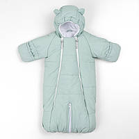 Дитячий зимовий комбінезон трансформер М'ятний 3в1 Фліс утеплювач Hollowsoft до –20°C, від народження до 1 року