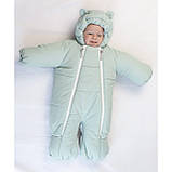 Дитячий зимовий комбінезон трансформер М'ятний 3в1 Фліс утеплювач Hollowsoft до –20°C, від народження до 1 року, фото 3