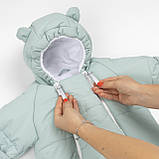 Дитячий зимовий комбінезон трансформер М'ятний 3в1 Фліс утеплювач Hollowsoft до –20°C, від народження до 1 року, фото 7