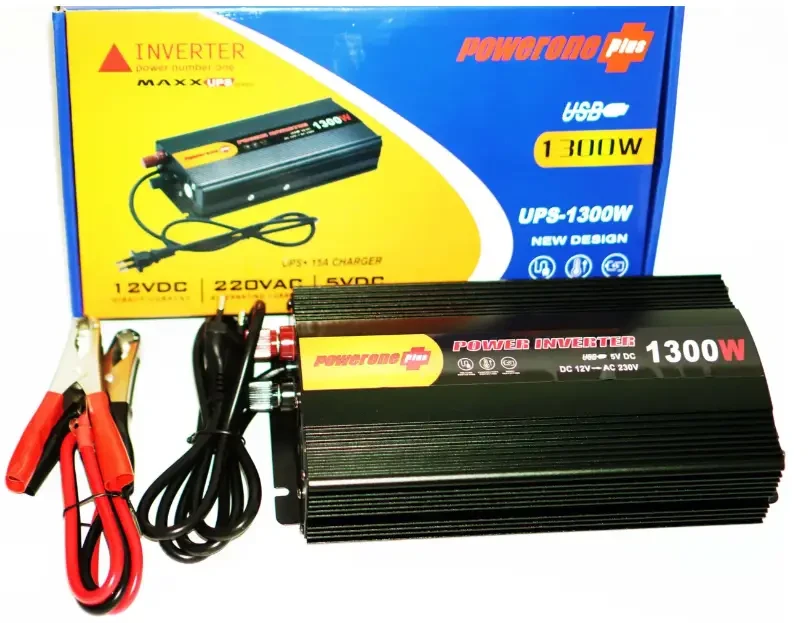 Інвертор PowerOne 1300W із зарядкою 12V220V Перетворювач