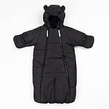 Дитячий зимовий комбінезон трансформер Чорний 3в1 Фліс утеплювач Hollowsoft до –20°C, від народження до 1 року, фото 3