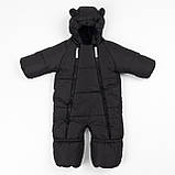 Дитячий зимовий комбінезон трансформер Чорний 3в1 Фліс утеплювач Hollowsoft до –20°C, від народження до 1 року, фото 4