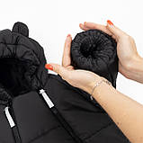 Дитячий зимовий комбінезон трансформер Чорний 3в1 Фліс утеплювач Hollowsoft до –20°C, від народження до 1 року, фото 6