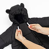 Дитячий зимовий комбінезон трансформер Чорний 3в1 Фліс утеплювач Hollowsoft до –20°C, від народження до 1 року, фото 7