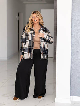 Жіноча сорочка в клітинку великого розміру  Розміри: 52-54, 56-58, фото 2