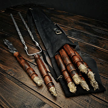 Набір шампурів у шкіряному чохлі "Фауна Mini Black"