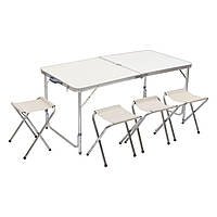 Стіл і 4 стільці для пікніка набір туристичних алюмінієвих складних алюмінієвих меблів для кемпінгу 8812-4