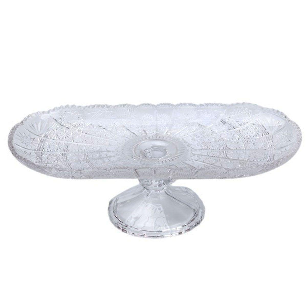 Фруктовниця скляна на ніжці 33.5х15х10 см овальна ваза для фруктів HP-YH-82, фото 1