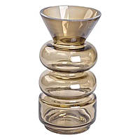 Ваза для квітів скло 18 см декоративна ваза прозора для декору 650 мл Коричнева HP-10-15