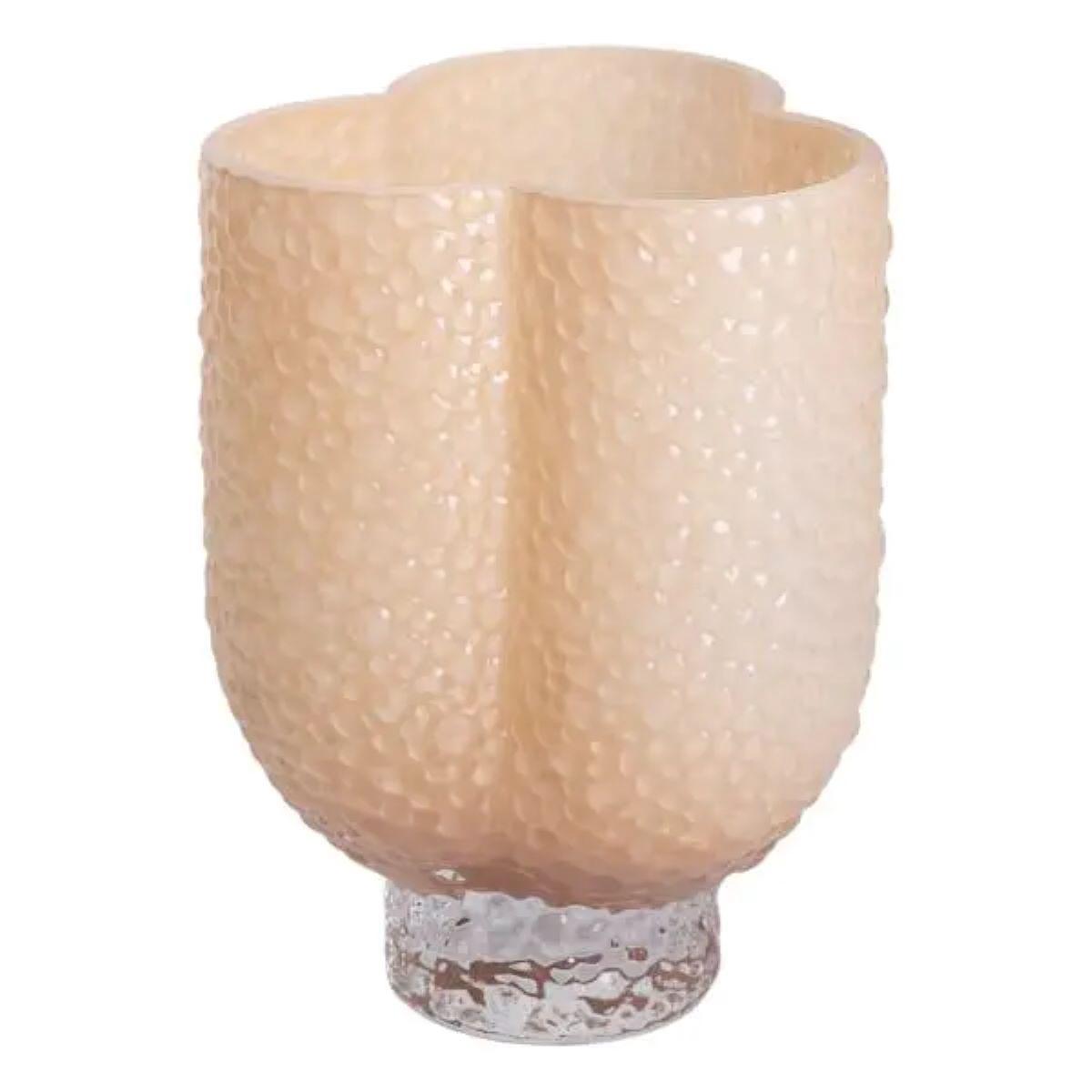 Ваза декоративна 18.5х16х25 см для квітів скляна фігурна ваза з кольорового скла 3 л Бежева HP-10-30, фото 1