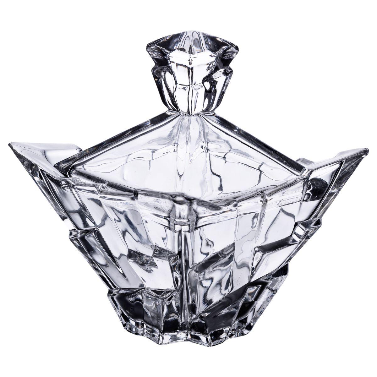 Цукорниця з кришкою 16×16×19 см ваза цукорниця квадратна скляна HP-4-119