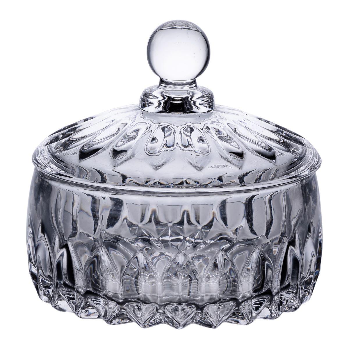 Цукерниця з кришкою кругла скляна прозора HP-4-124