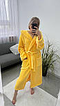 Жіночий теплий жовтий довгий жовтий халат із капюшоном —теплий, м’який та універсальний, фото 6