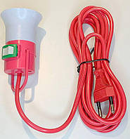 Подовжувач з кнопкою та патроном е-27 з вілкою довжина 3 метри