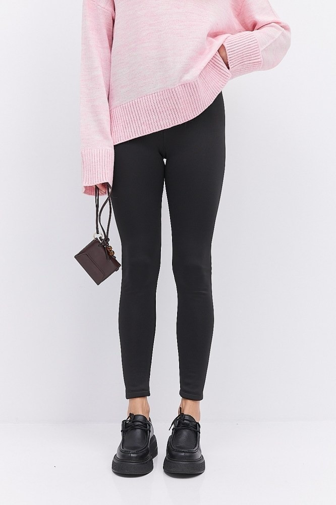 Жіночі утеплені лосини чорного кольору   в розмірі L, фото 1