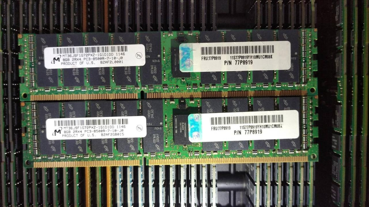 16Gb (2x8GB) DDR3 1066MHz Micron 8500R 2Rx4 PC3 REG ECC RAM Серверна оперативна пам'ять MT36JSF1G72PXZ-1G1D1DD, фото 1