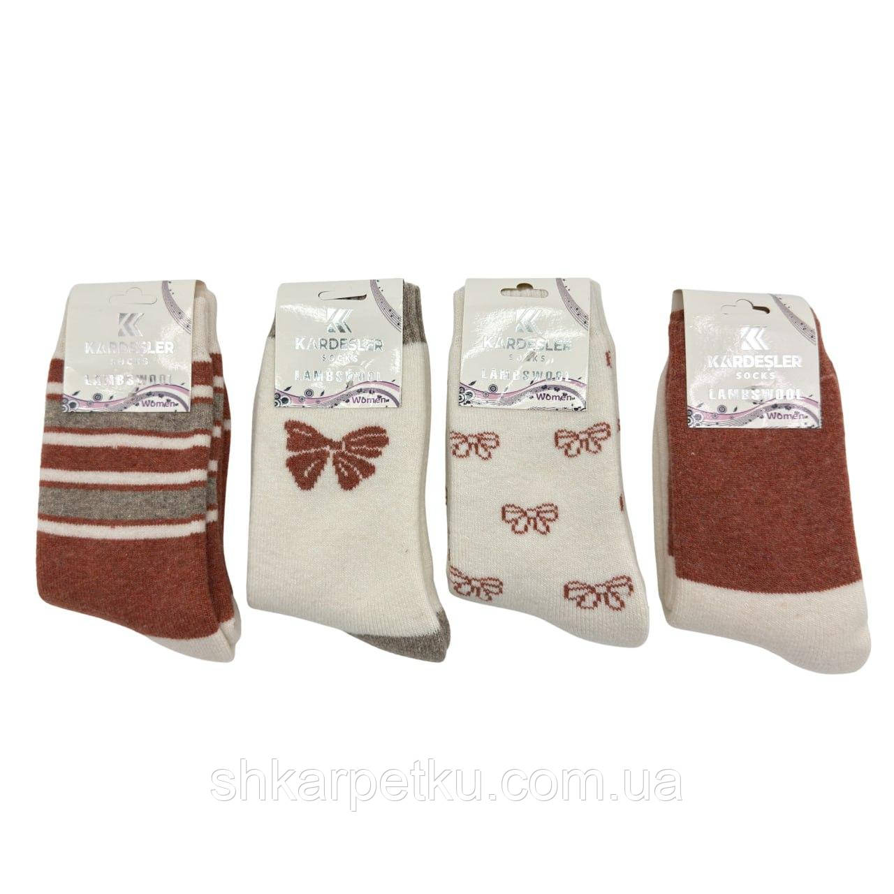 Жіночі теплі носки Kardesler шкарпетки з вовни лами, з малюнком смужки та бантик, 30-40 мікс 6 пар/уп, фото 1