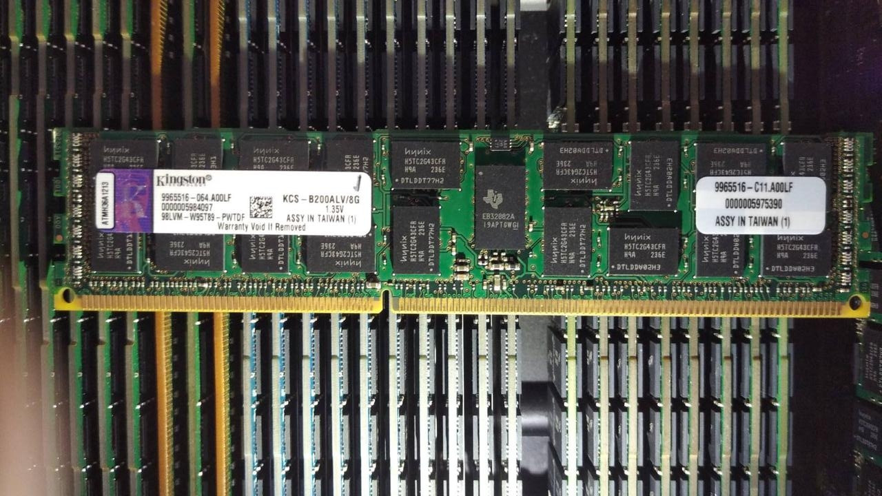 8Gb DDR3L 1333Mhz Kingston 10600R ECC Registered DIMM CL9 2RX4 1.35V Серверна пам'ять KCS-B200ALV/8G, фото 1