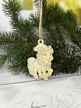 Дерев'яна ялинкова іграшка Коник 10,5*6,5см