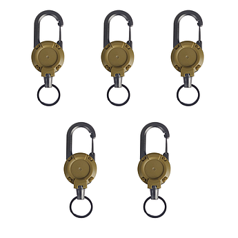 Карабін тактичний автоматичний із висувним металевим тросом | Тактичний ретрактор Койот Набір 5 штук