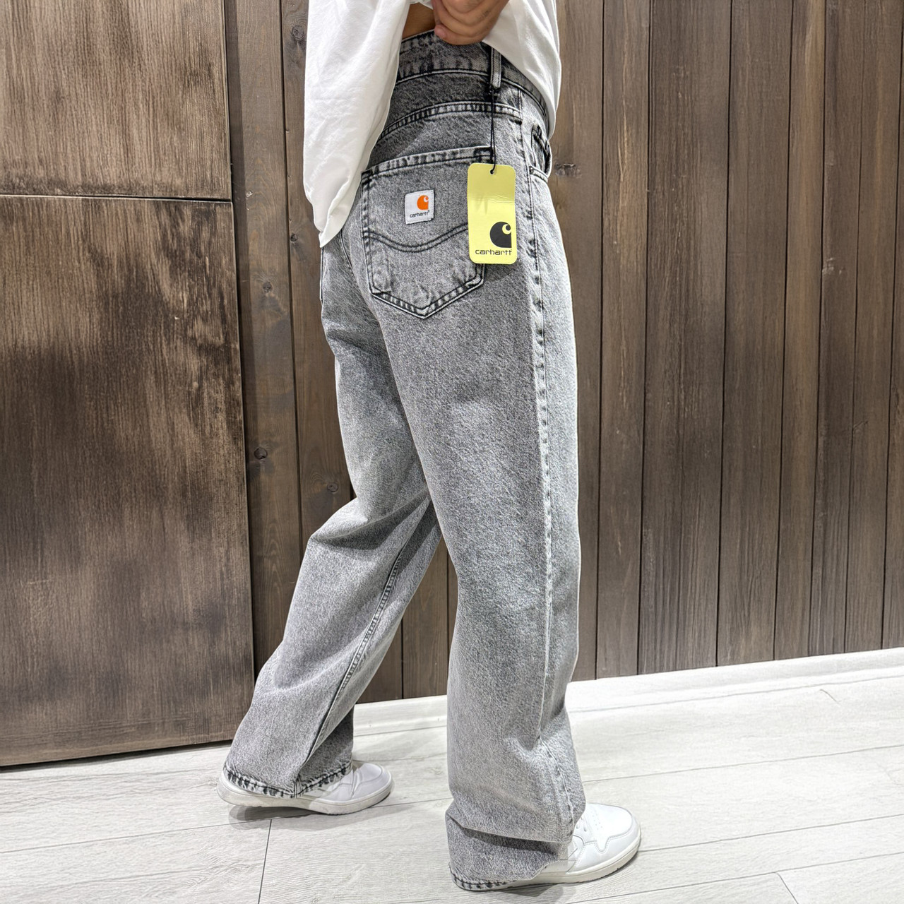 Чоловічі широкі джинси Carhartt світло-сірі з ефектом варки, вільний крій, Y2K стиль, фото 1