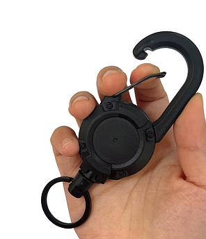 Карабін тактичний автоматичний із висувним металевим тросом | Тактичний ретрактор Чорний 1 штука