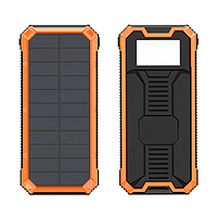 Повербанк із сонячною панеллю 15000мАч, 2xUSB + ліхтарик / Power Bank / Павер банк для телефону / УМБ