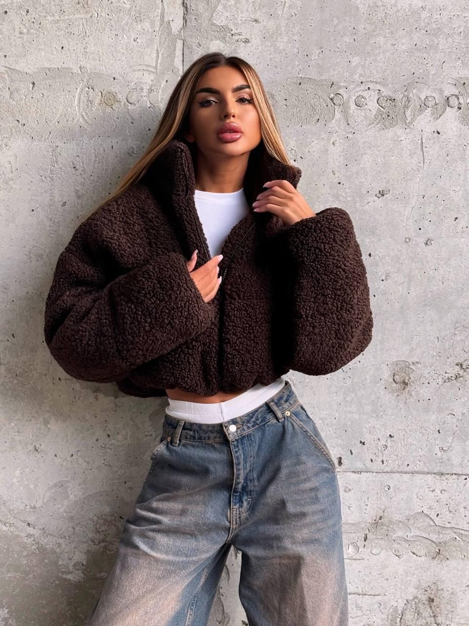 Жіноча коротка куртка пуффер тепла на змійці з коміром-стійкою (р. 42-46) 66KU1304Е, фото 1