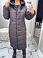 Жіноче зимове пальто довге стьобане з капюшоном (р. 42-50) 65PA261, фото 5