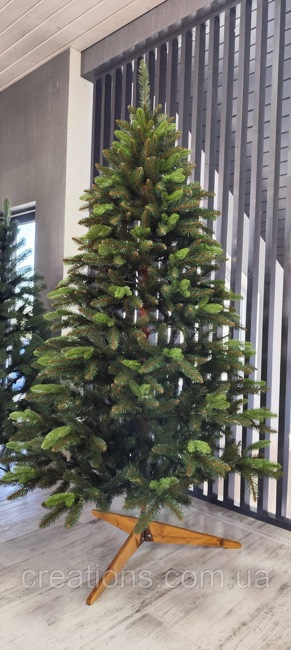 Штучна ялинка "Лісова" 2.2 м комбінована ПВХ гілки і литі гілки, фото 1
