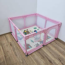 Дитячий розкладний манеж Avko 120х180см Pink + кульки та килимок, фото 3