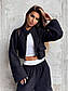 Жіночий плюшевий костюм на флісі з укороченою кофтою та широкими штанами (р. 42-46) 66KO3933Е, фото 6