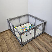 Дитячий розкладний манеж Avko 120х120см Grey + кульки та килимок, фото 3