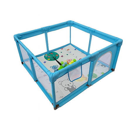 Дитячий розкладний манеж Avko 120х180см Blue + кульки та килимок, фото 1