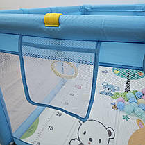 Дитячий розкладний манеж Avko 120х120см Blue + кульки та килимок, фото 2