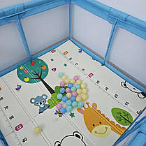 Дитячий розкладний манеж Avko 120х180см Blue + кульки та килимок, фото 3