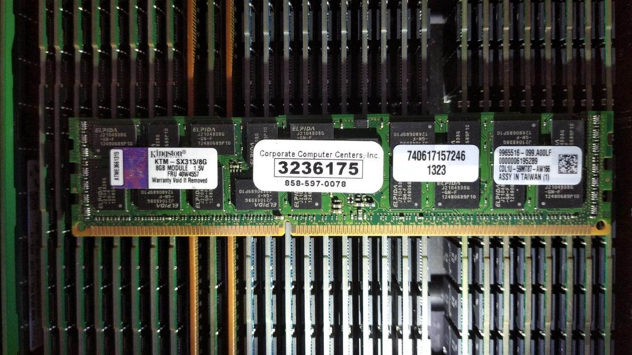 8gb DDR3 1333MHz Kingston 10600R CL9 2RX4 1.5V PC3 REG ECC RAM Серверна пам'ять KTM-SX313/8G, фото 1