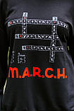 Чорний жіночий світшот для медиків з принтом MARCH Кросворд Стохід, фото 2